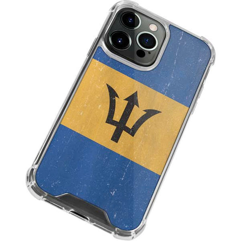 Barbados Flag Distressed iPhone 14 Pro Clear Case